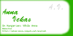 anna vekas business card